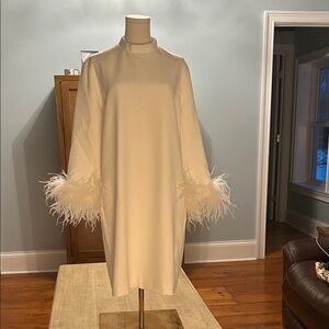 Tuckernuck Cream Feather Cuff Shift Dress